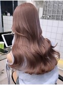 渋谷ピンクベージュカラーペールピンクカラー顔周りレイヤー30代