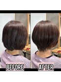 白髪染めからの白髪ぼかし移行×骨格補正カット