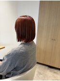 40代50代◎ミディアム前下がりボブピンクオレンジ/四条大宮/京都