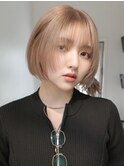 渋谷ミルクティーベージュ暗めミルクブラウンレイヤーボブカット
