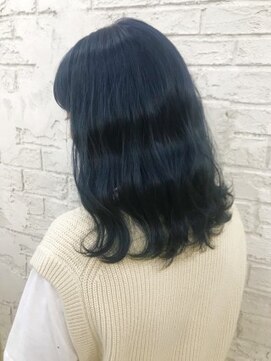 プライズ 池袋店(prize) ブルーブラック韓国ヘアネイビーブルーダブルカラー20代10代4034