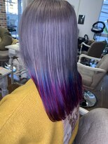 ジウ 上通り(JIU)&nbsp;20代30代小顔ゆるふわミディグレージュグラカラーパープルブルー