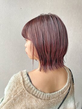ラフ バイ マグ 南松本(R.A.F. by Mag) 20代30代40代シアーピンク透明感くびれボブ外ハネ乾かすだけ