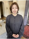 ブリーチなし大人可愛いマロンブラウン似合わせ耳かけボブ