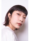 暖色カラー/オン眉/ワイドバング/切りっぱなしボブ《千歳美容室
