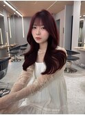 【杉本大地】韓国ヘア/ワインレッド/レイヤーカット/くびれ巻き