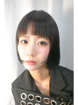 キジ(KIJI) ミニボブ/ショートボブ/ボブ/黒髪ボブ/オン眉/ワイドバング