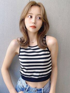 ジーナリア(Xena ria) 姫カットレイヤー/くすみベージュ/ラベンダーミルクティー★49