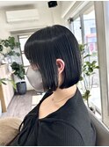 まとまるボブ/黒髪ボブ/重めボブ/乾かすだけ/広がりにくい
