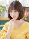 シースルーバング艶カラー前下がり大人ボブb大宮20代30代40代