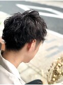 <理容室>メンズパーマ シルバーグレー メッシュ