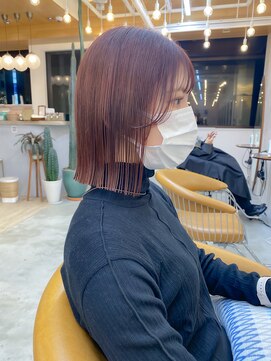 ロンドシエル 横浜(Lond ciel) 韓国おくれ毛×切りっぱなしボブ【久保田夢美】横浜ピンクカラー