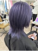 ブルーラベンダーウルフレイヤーカット夏デザインカラー所沢韓国
