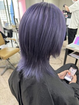 アジールヘア 所沢プロペ通り店(agir hair) ブルーラベンダーウルフレイヤーカット夏デザインカラー所沢韓国