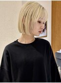 インナーカラーボブ前髪くびれショートボブ前下がりショート