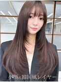韓国風レイヤー大人可愛いロングシースルーバング20代30代40代