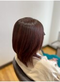 艶めくレッドブラウンのまとまりセミロング/髪質改善/艶Kン