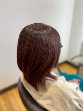 ヴァンカウンシル 清須店(VANCOUNCIL) 艶めくレッドブラウンのまとまりセミロング/髪質改善/艶Kン