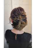 小さなお花 編み込み ハーフアップ ヘアアレンジ