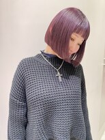 マイル 渋谷(mile)&nbsp;ラベンダーピンク×前下がりボブ