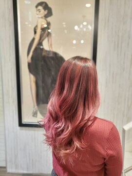 アース 熊本下通店(HAIR & MAKE EARTH) チェリーピンク×バレイヤージュ