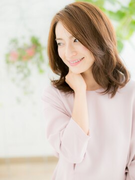 ネル 仙台(Nelu) 仙台/髪質改善/アプリコットオレンジこなれミディ♪韓国風巻きb