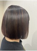 ☆切りっぱなしボブ+ベージュ系ハイライト