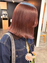 ミュラ(mulah)&nbsp;ハイトーンカラー切りっぱなしボブ＊ピンクベージュ艶カラー