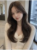 ミルクティーベージュ/レイヤーボブ/韓国巻き/顔周りカット