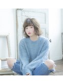 【津賀　涼】ショートグレージュカラーボブウルフココアベージュ