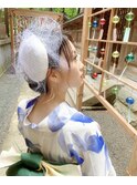 チュール帽子andドライフラワー浴衣コーディネート