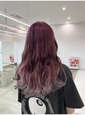 グラデーションカラーピンク10代20代ロングブリーチカラー