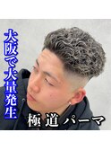 スキンフェード/ホワイトメッシュ/極道パーマ