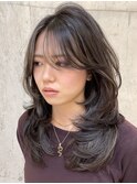 ハイライトカラーミルクティーベージュレイヤーカット