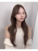 小顔韓国風レイヤー/似合わせセンターパート/透明感ベージュ