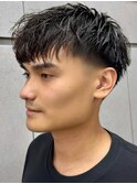 刈り上げアップバングスパイキーショートパーマスパイラルパーマ