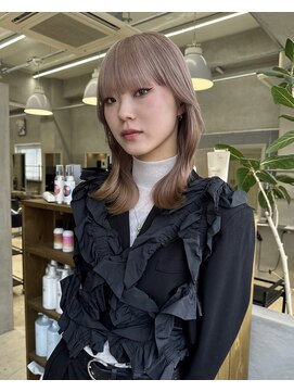 テトヘアー(teto hair) ピンクベージュ レイヤーカット デザインカラー