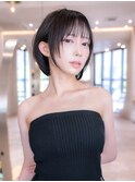 ミディアム髪質改善ストレート顔周りレイヤーカット前髪縮毛矯正