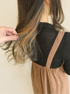 エアリー 昭島店(Airily) さりげオレンジのイヤリングカラー×アッシュグレージュロング