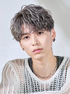 アズ ワン(AS ONE) 波巻きパーマツイストスパイラルパーマツーブロックメンズ黒髪