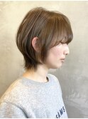 調布イルミナカラーミディアムボブベージュアッシュグレーカラー