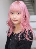 渋谷/ペールピンク/アイドル前髪レイヤーミディアムケアブリーチ