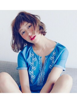 アピッシュ シーナ 海老名店(apish ciena) *milkベージュ×短めワイドバング♪モテカールボブ