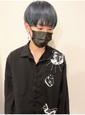 "久保田"マッシュカットメンズブルーシルバーケアブリーチ