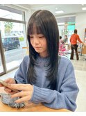 ディープオリーブグレージュ  前髪 ありの 顔周り ハイレイヤー