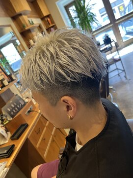 ダブル(W) メンズショート×ホワイトグレー