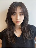 顔周りレイヤーカットグレージュカラーくびれボブベージュカラー