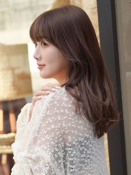 ノイカーム(noi Calm) 顔周りレイヤーカットくびれヘアミルクティーベージュカラー