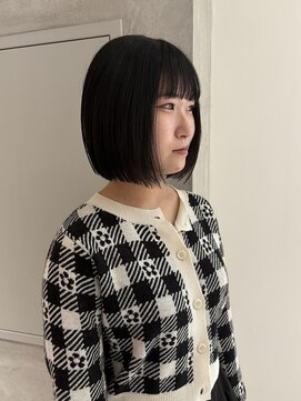 ヨーク(YOKE) 【YOKE】前下がりボブ黒髪ボブ切りっぱなしボブワイドバング