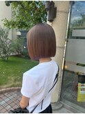 ミルクティーグレージュカラーボブ